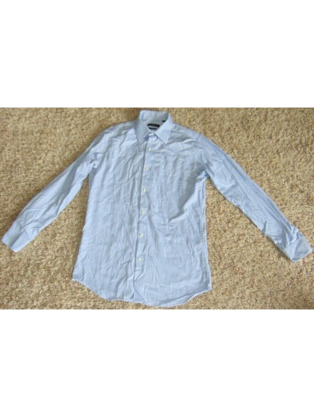 Marc Anthony Dress Shirt Mens 16 Blue Checked Long Sleeve Button Up Slim 32/33
